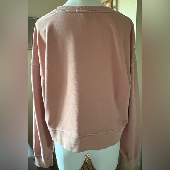 Z Supply VINTAGE Distressed Salmon Color Crew Neck Dropped Shoulder Sweatshirt - Picture 6 of 11